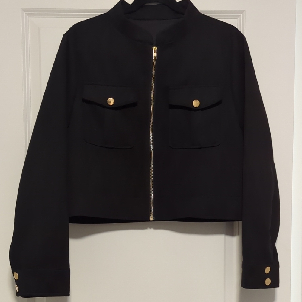 Black Women's Jacket with Gold Accents